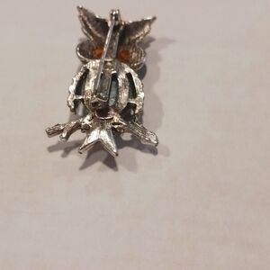 Owl brooch with turquoise color belly